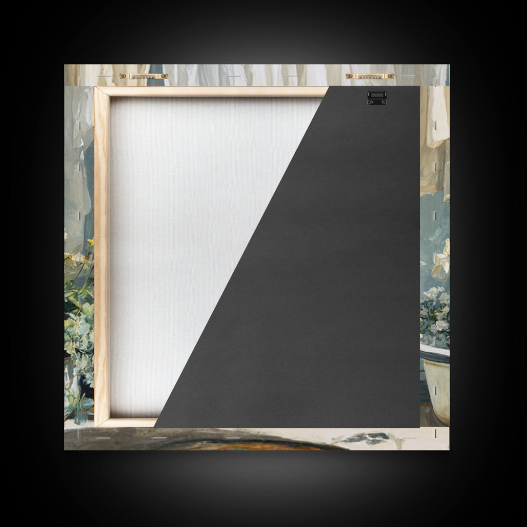 Old Enamel Basin Filled Framed Canvas Print, Laundry Room Art, Gallery Decor, Living Room Decor, Fine Art, Clean, LRA-1x1-32