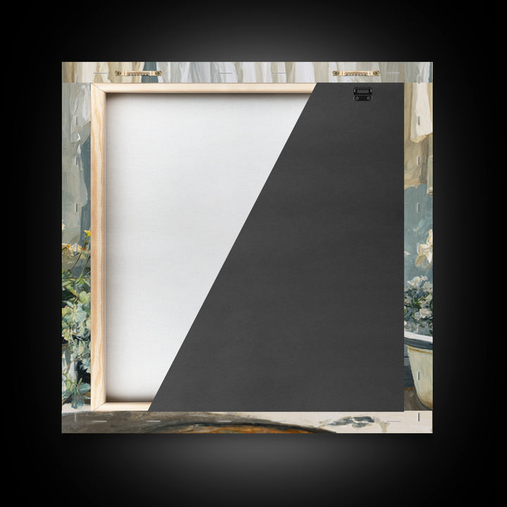 Old Enamel Basin Filled Framed Canvas Print, Laundry Room Art, Gallery Decor, Living Room Decor, Fine Art, Clean, LRA-1x1-32