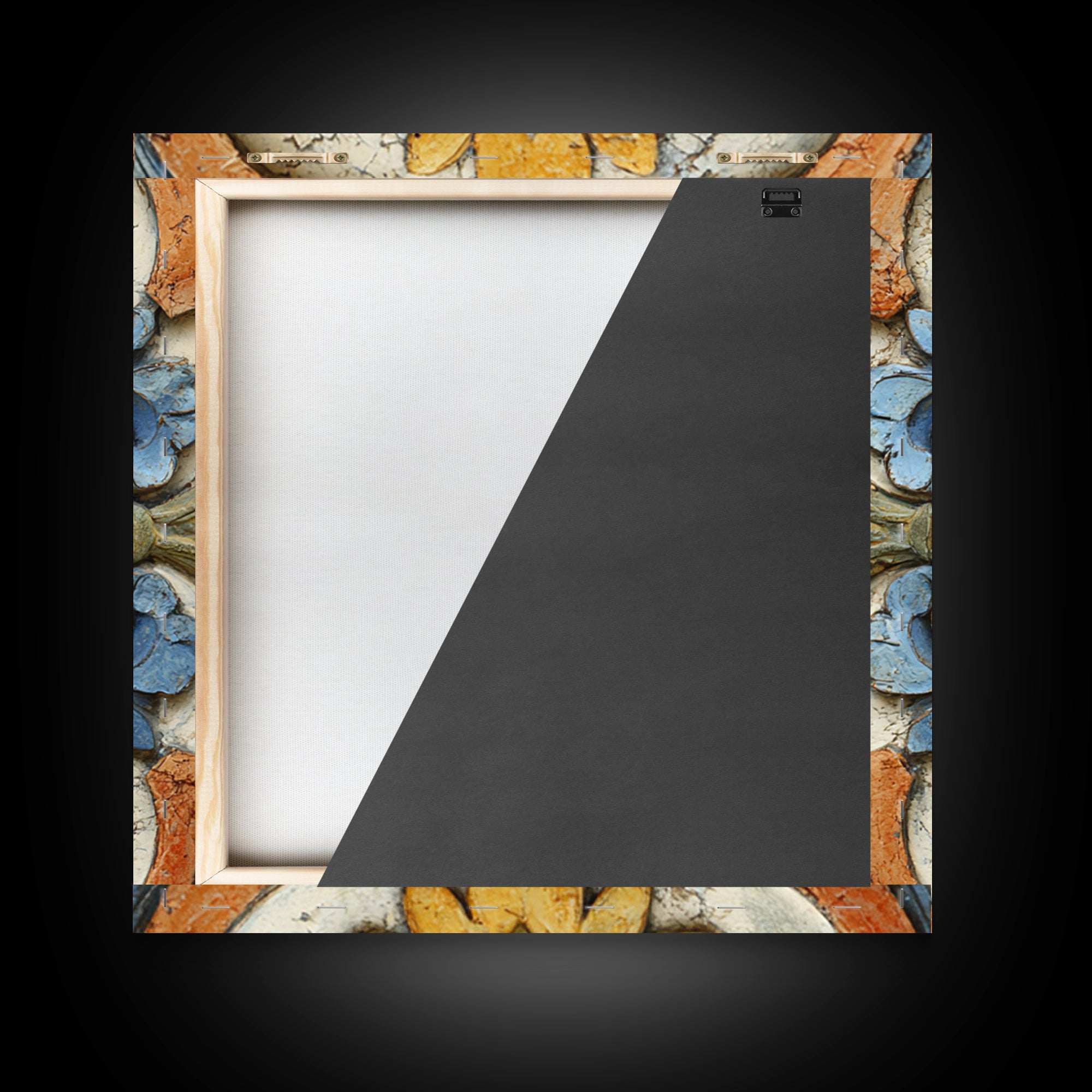 Spanish Tile Ornament Framed Canvas Print, Mediterranean Art, Luxury Decor, Living Room Decor, Fine Art, Azure, Framed Wall Art, MAR-1x1-40