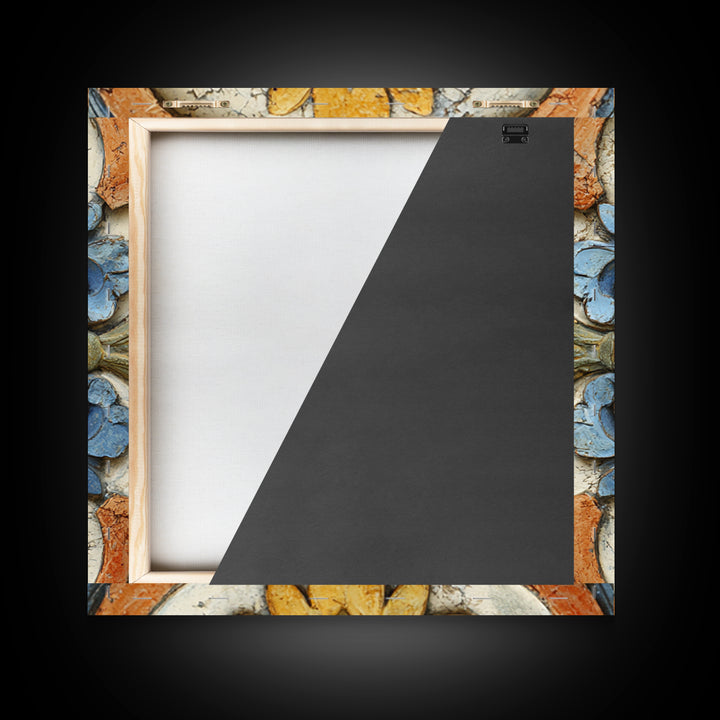 Spanish Tile Ornament Framed Canvas Print, Mediterranean Art, Luxury Decor, Living Room Decor, Fine Art, Azure, Framed Wall Art, MAR-1x1-40