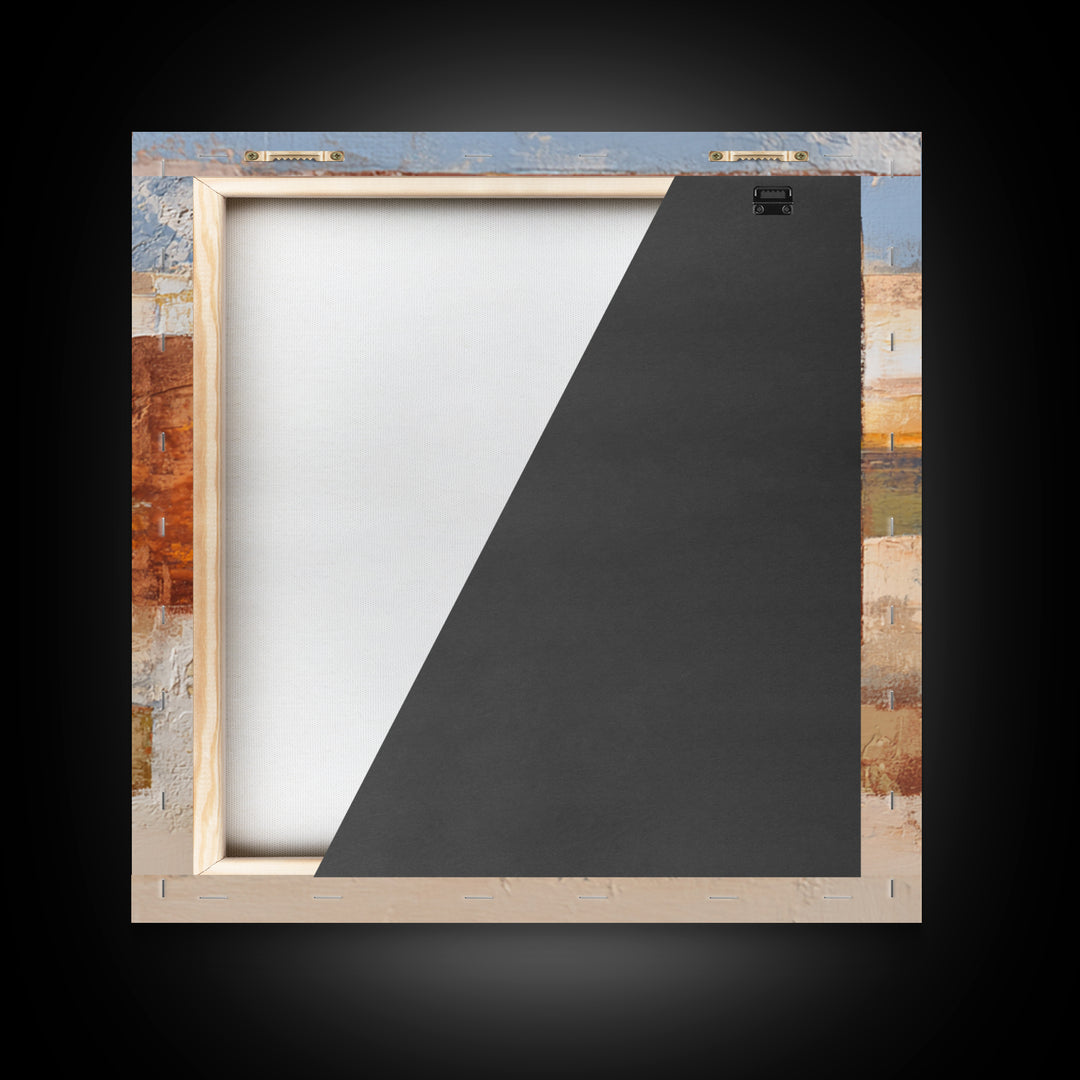 Warm Terra Cotta Abstract Landscape Framed Canvas Print, Mediterranean Art, Coastal Art, Living Room Decor, Fine Art, Azure, MAR-1x1-62