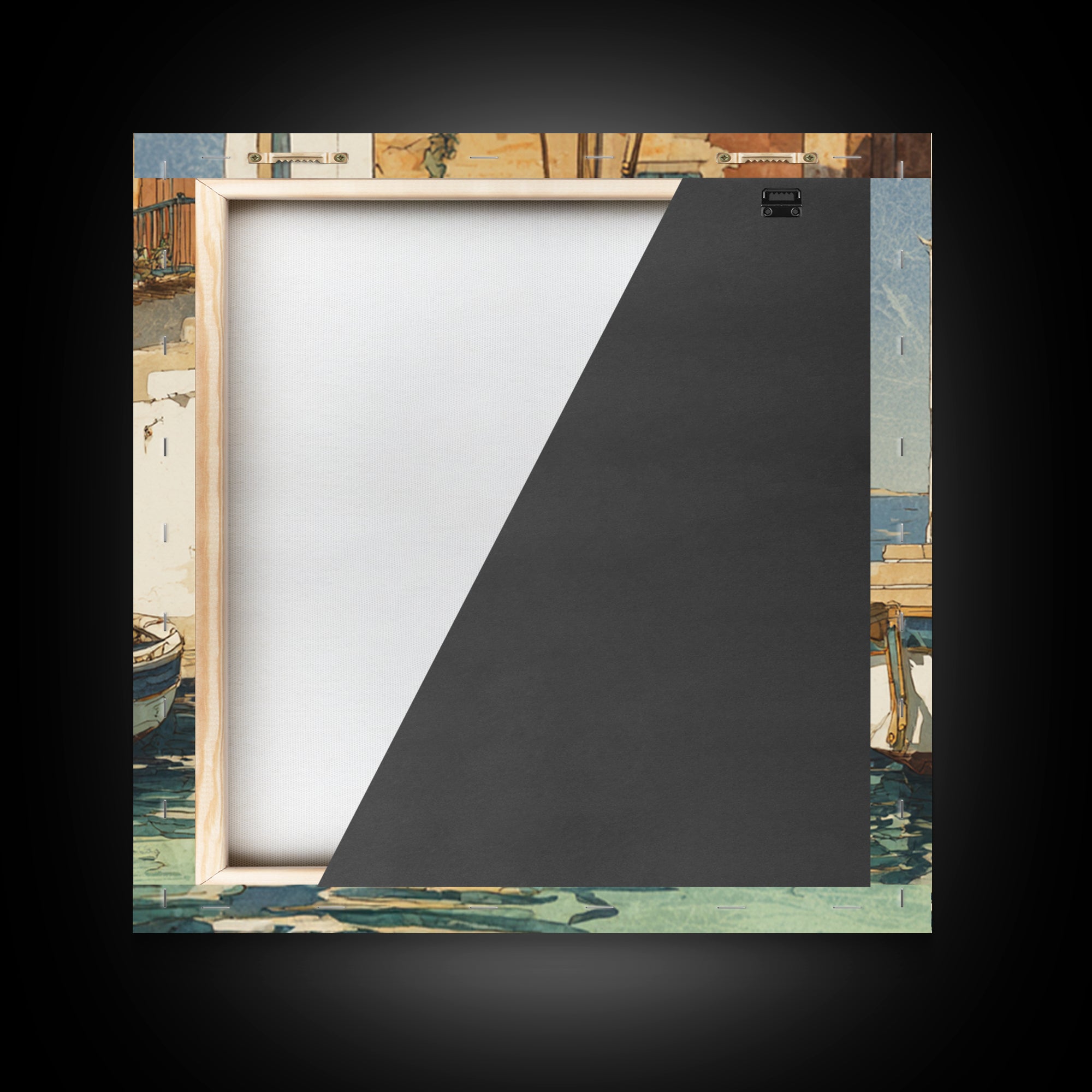 Mediterranean Sailboat on Glassy Water Framed Canvas Print, Mediterranean Art, Watercolor Art, Living Room Decor, Abstract Art, MAR-1x1-66