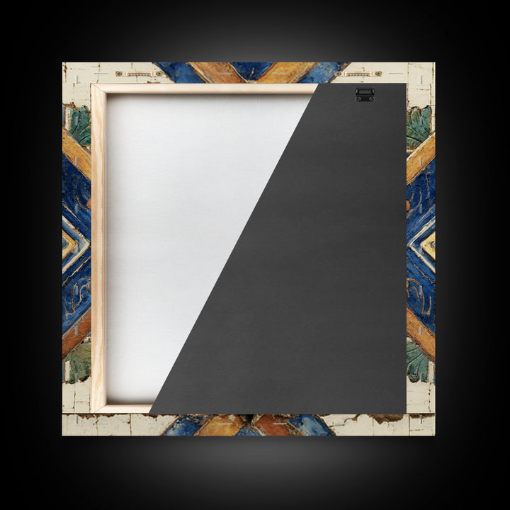 Spanish Tile Ornament Framed Canvas Print, Mediterranean Art, Art Print, Living Room Decor, Fine Art, Azure, Digital Print, MAR-1x1-88