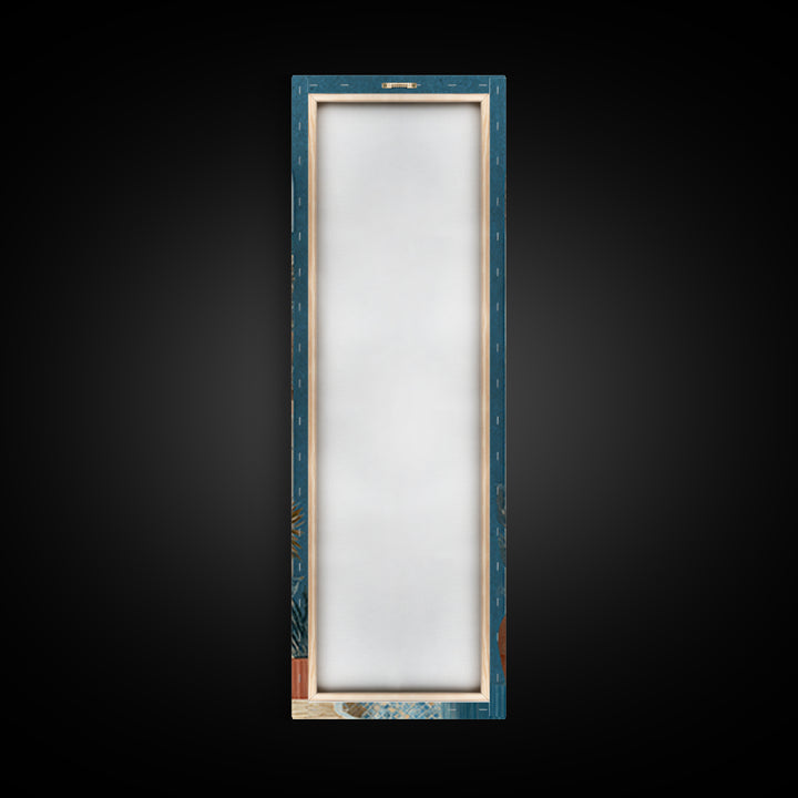 Mediterranean Arch Framing Ocean Horizon Canvas Print, Mediterranean Art, Living Room Decor, Oil Painting, Azure, MAR-1x3-39