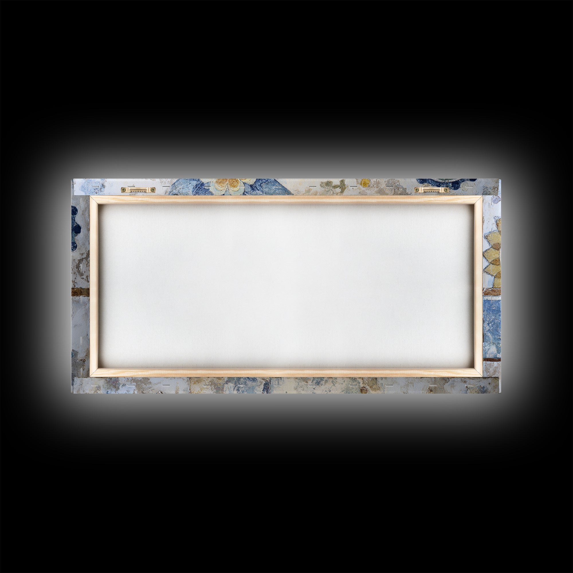Blue and White Tile Pattern Framed Canvas Print, Mediterranean Art, Textured Painting, Living Room Decor, Fine Art, Azure, MAR-2x1-24