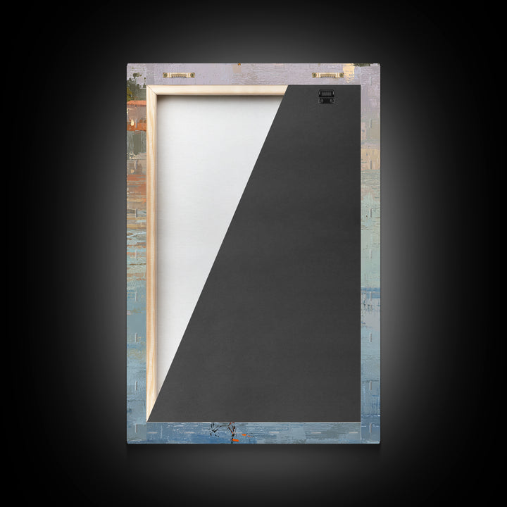 Mediterranean Sailboat on Glassy Water Framed Canvas Print, Mediterranean Art, Gallery Decor, Living Room Decor, Abstract Art, MAR-2x3-2