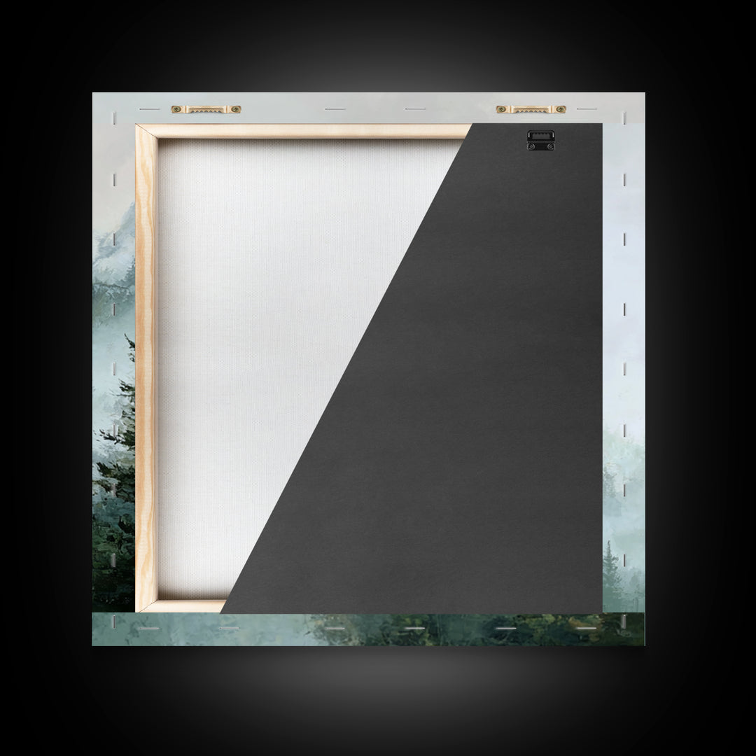 Calm Misty Forest Panorama Framed Canvas Print, Master Bedroom, Wedding Decor, Bedroom Decor, Sanctuary, Rustic Home Decor, MAS-1x1-28