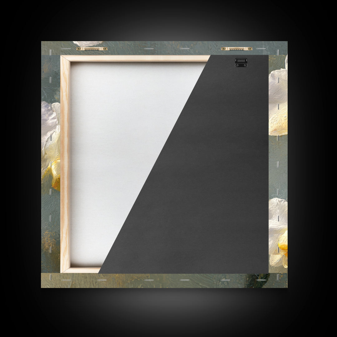 White Orchids Against Warm Gray Background Framed Canvas Print, Master Bedroom, Bedroom Decor, Abstract Art, Sanctuary, MAS-1x1-33