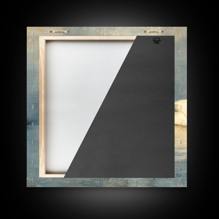 Romantic Swan Pair on Dark Water Framed Canvas Print, Master Bedroom, Living Room Prints, Bedroom Decor, Fine Art, Sanctuary, MAS-1x1-39