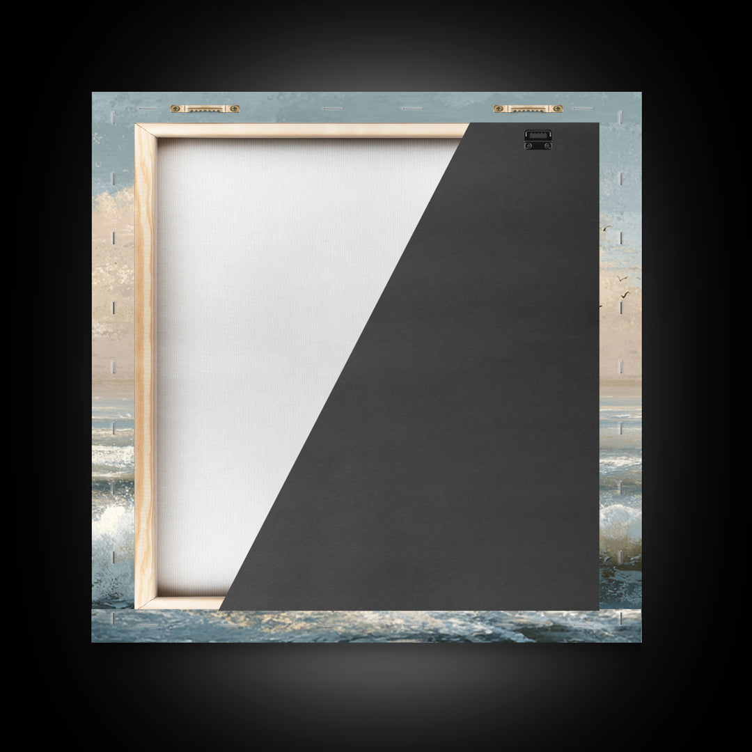 Elegant Moonlit Ocean Horizon Canvas Print, Master Bedroom, Room Decor, Bedroom Decor, Fine Art, Sanctuary, Wall Decal, MAS-1x1-49