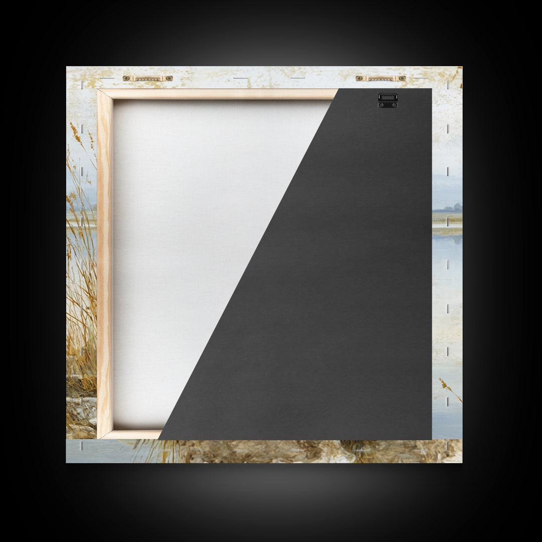 Serene Lake with Pale Morning Reflection Framed Canvas Print, Master Bedroom, Boho Decor, Bedroom Decor, Fine Art, Sanctuary, MAS-1x1-79