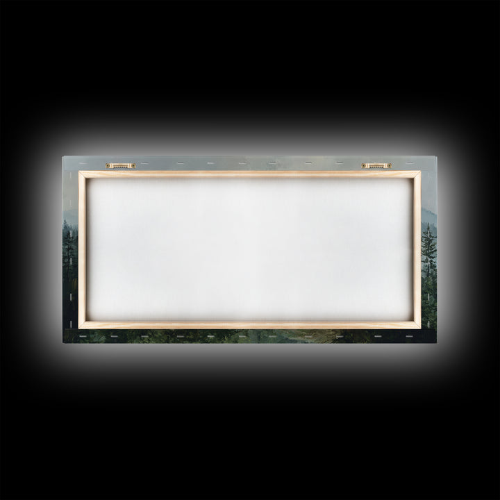 Calm Misty Forest Panorama Framed Canvas Print, Master Bedroom, Printable Art, Bedroom Decor, Sanctuary, Wall Art Bedroom, MAS-2x1-72