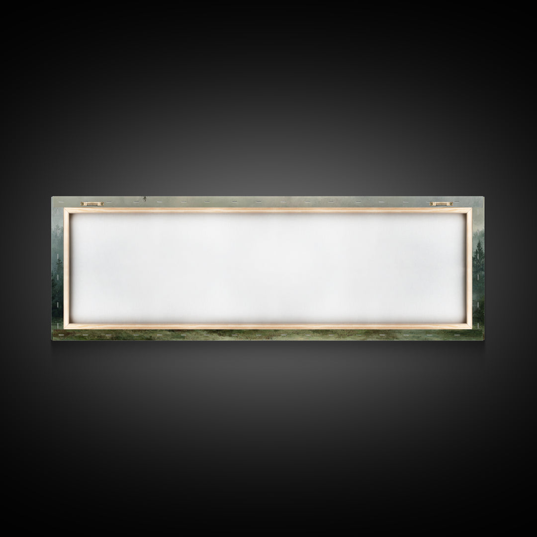 Calm Misty Forest Panorama Framed Canvas Print, Master Bedroom, Modern Decor, Bedroom Decor, Fine Art, Sanctuary, Wall Decor, MAS-3x1-44