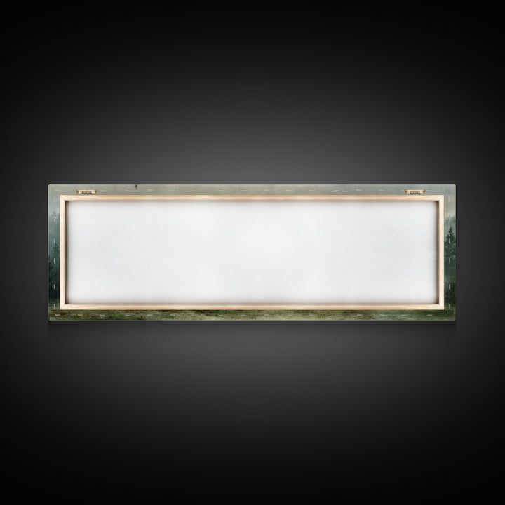 Calm Misty Forest Panorama Framed Canvas Print, Master Bedroom, Modern Decor, Bedroom Decor, Fine Art, Sanctuary, Wall Decor, MAS-3x1-44