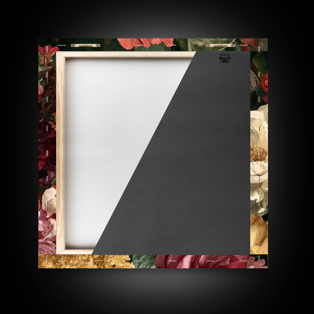 Crowded Botanical Tapestry Framed Canvas Print, Maximalist Art, Digital Print, Living Room Decor, Oil Painting, Maximal, MAX-1x1-7