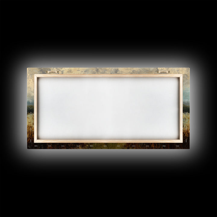 Eclectic Checkerboard Landscape Framed Canvas Print, Maximalist Art, Living Room Decor, Oil Painting, Maximal, MAX-2x1-1