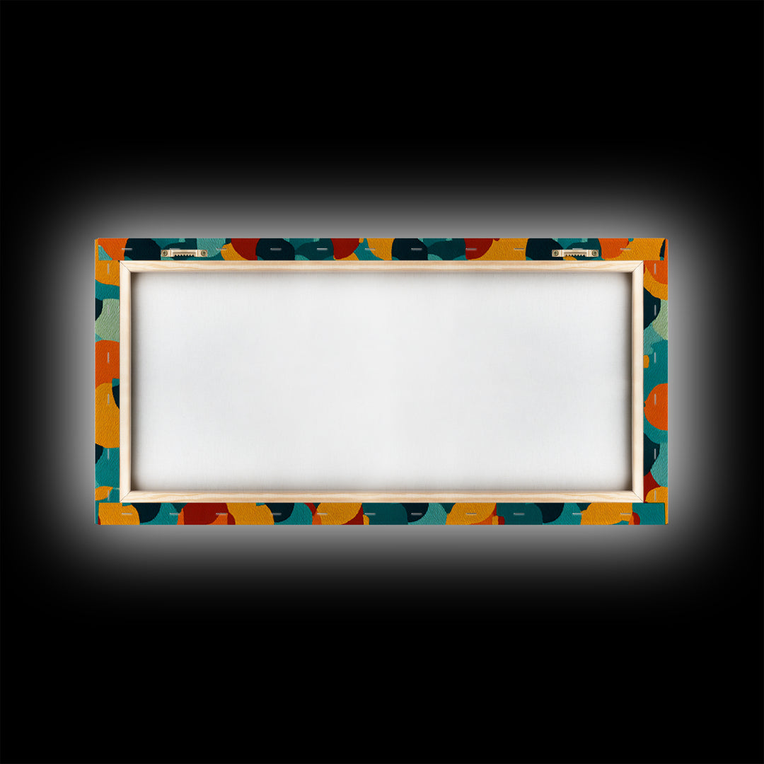 Teal Orange Gold Organic Abstract Wall Art, Midcentury Modern Canvas Print, Funky Retro Pattern Living Room Statement Decor