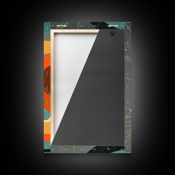 Retro Atomic Orbit Circles In Orange And Teal Wall Art, Midcentury Modern Decor, Geometric Poster, Bold MCM Artwork Print