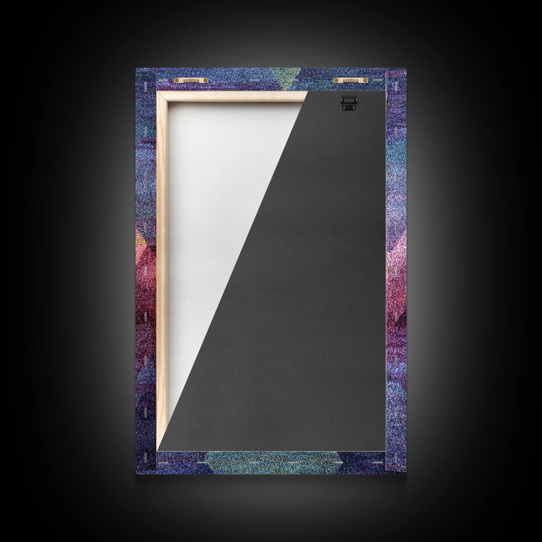Textured Geometric Triangles In Teal Plum And Gold Canvas Print, Modern Abstract Art, MCM Wall Decor, Colorblock Poster Print
