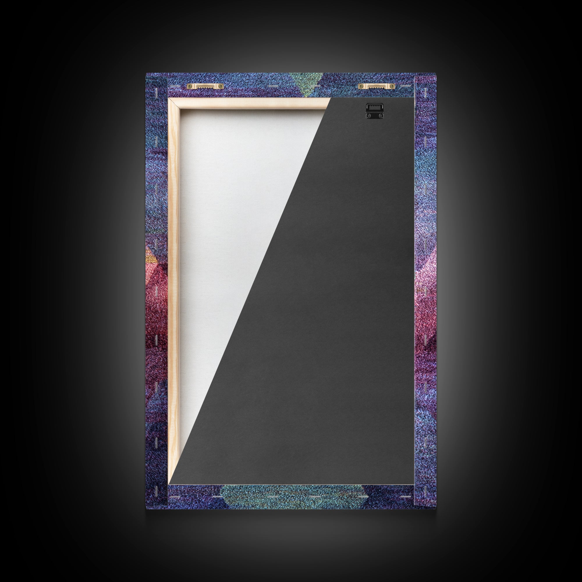 Textured Geometric Triangles In Teal Plum And Gold Canvas Print, Modern Abstract Art, MCM Wall Decor, Colorblock Poster Print