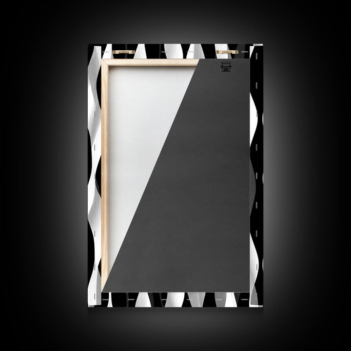Black White Wavy Stripe Abstract Canvas Print, Op Art Wall Decor, Minimalist Modern Wall Art, Monochrome Home Decor Print
