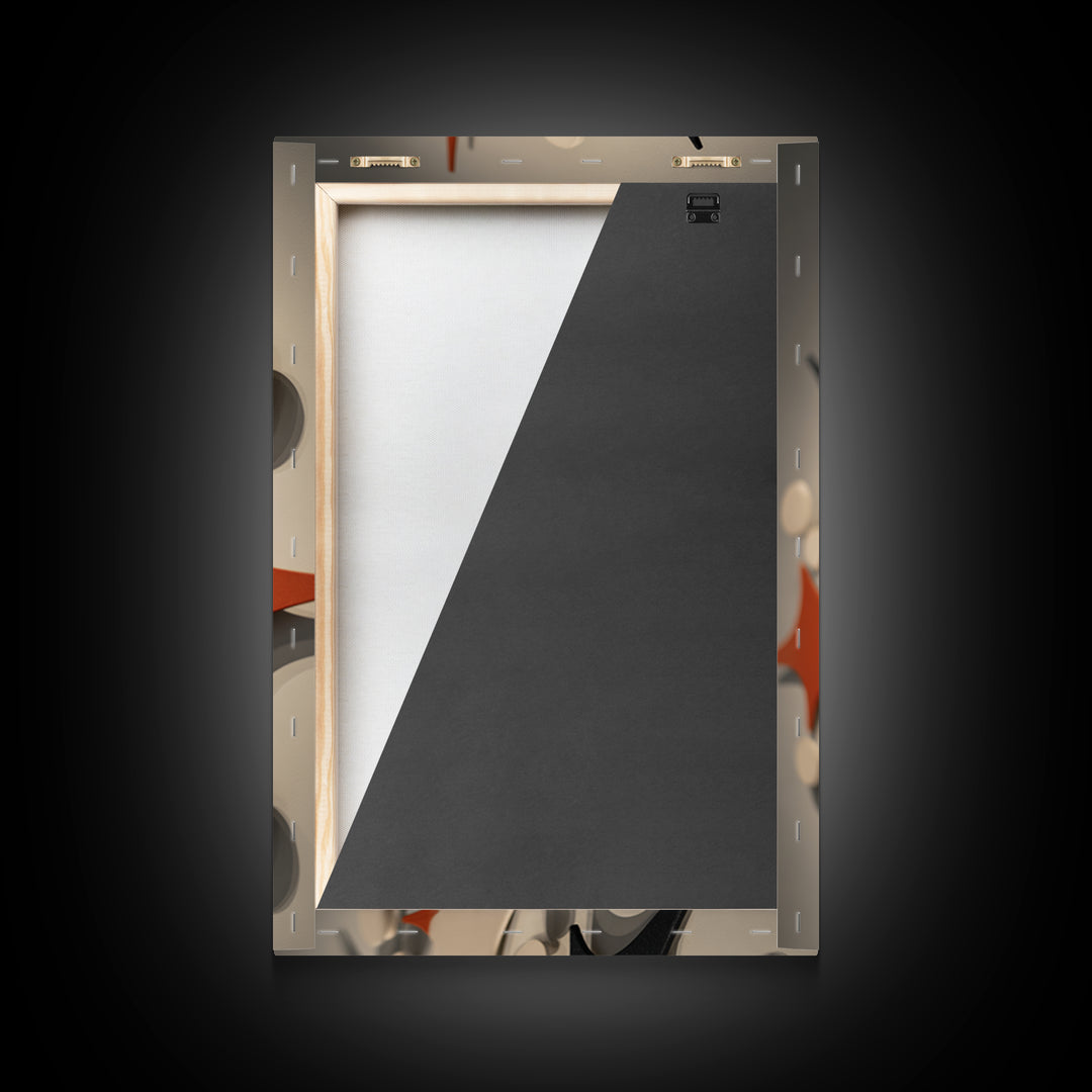 Orange Black Atomic Boomerang Wall Art, Midcentury Modern Decor, Geometric Retro Sculpture Canvas Print, MCM Gallery Poster