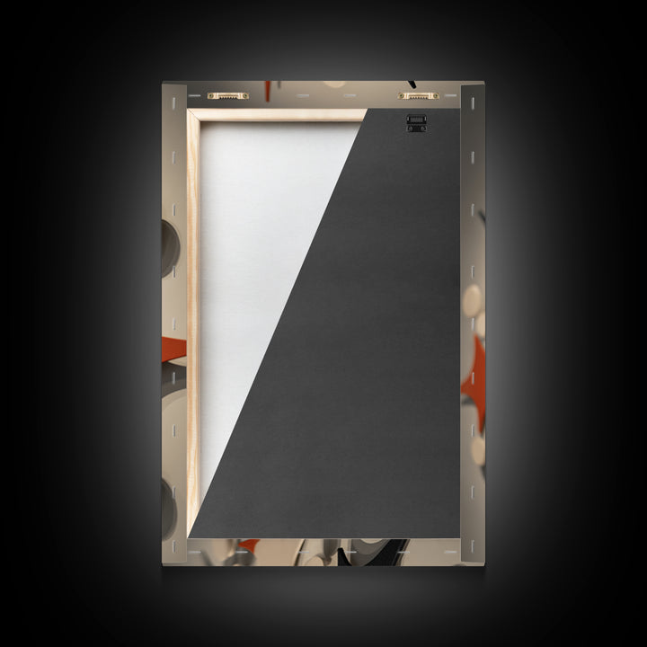Orange Black Atomic Boomerang Wall Art, Midcentury Modern Decor, Geometric Retro Sculpture Canvas Print, MCM Gallery Poster