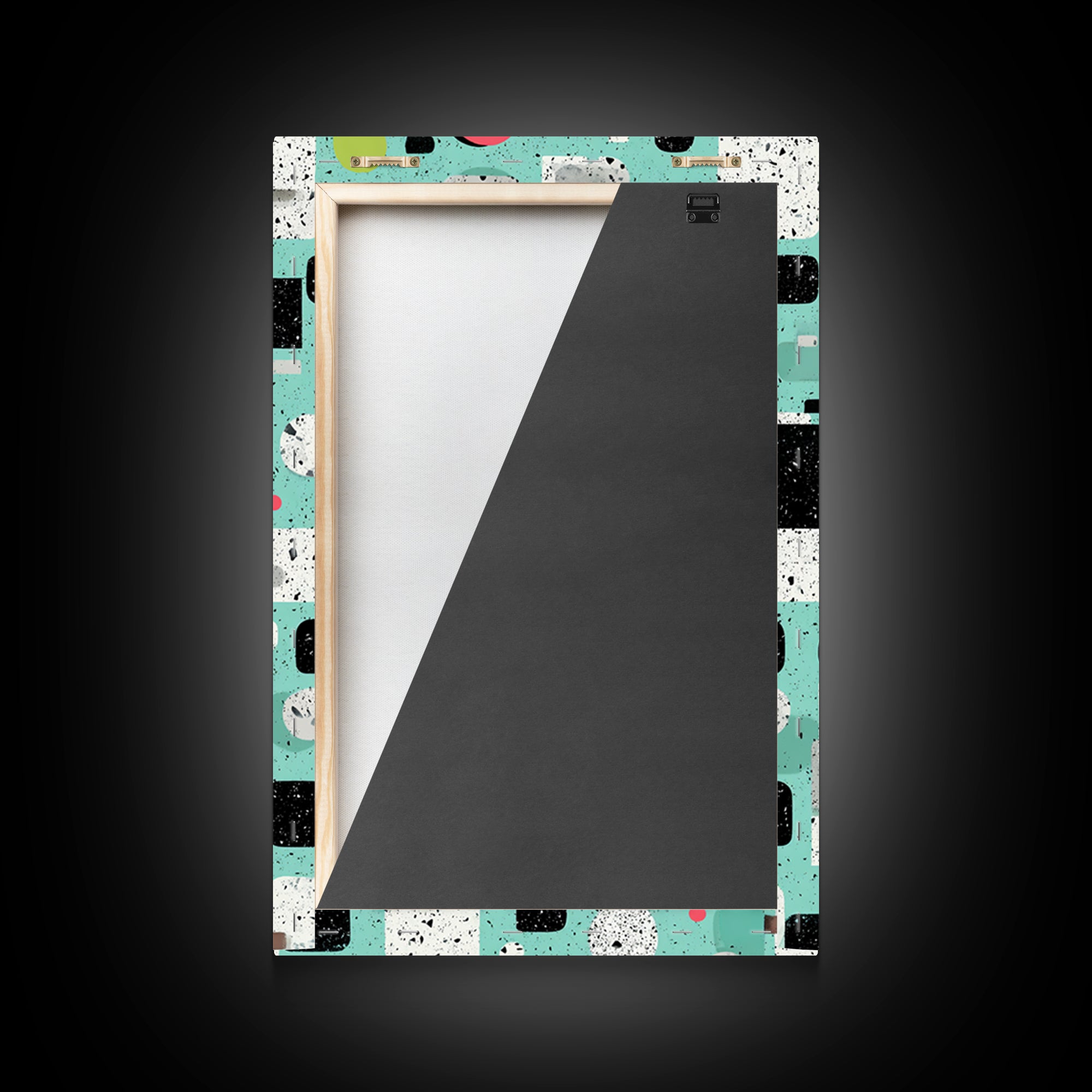 Mint Atomic Rounded Rectangle Pattern Wall Art, Midcentury Modern Abstract Print, Retro Geometric Office Living Room Decor