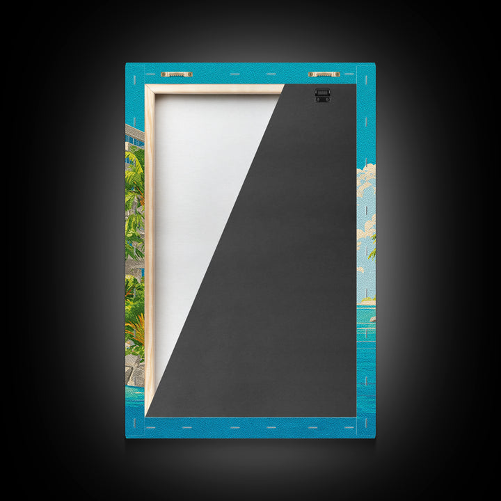 Tropical Modernist Coastal Resort Wall Art, Midcentury Modern Art Print, Palm Tree Ocean Poster, Beach House Decor, Living Room Decor