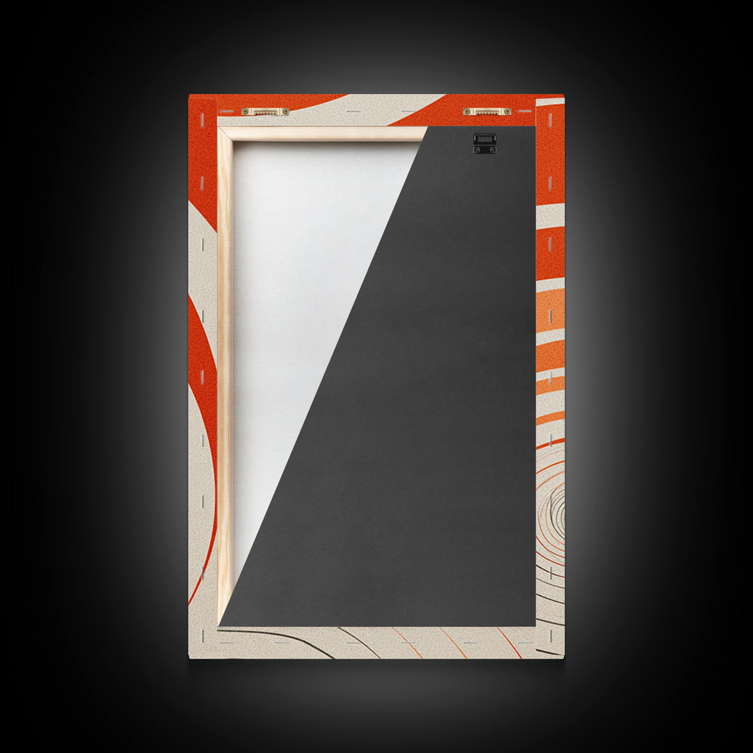 Orange Cream Spiral Tunnel Canvas Print, Op Art Wall Decor, Midcentury Modern Abstract Art, Retro Geometric Poster Print