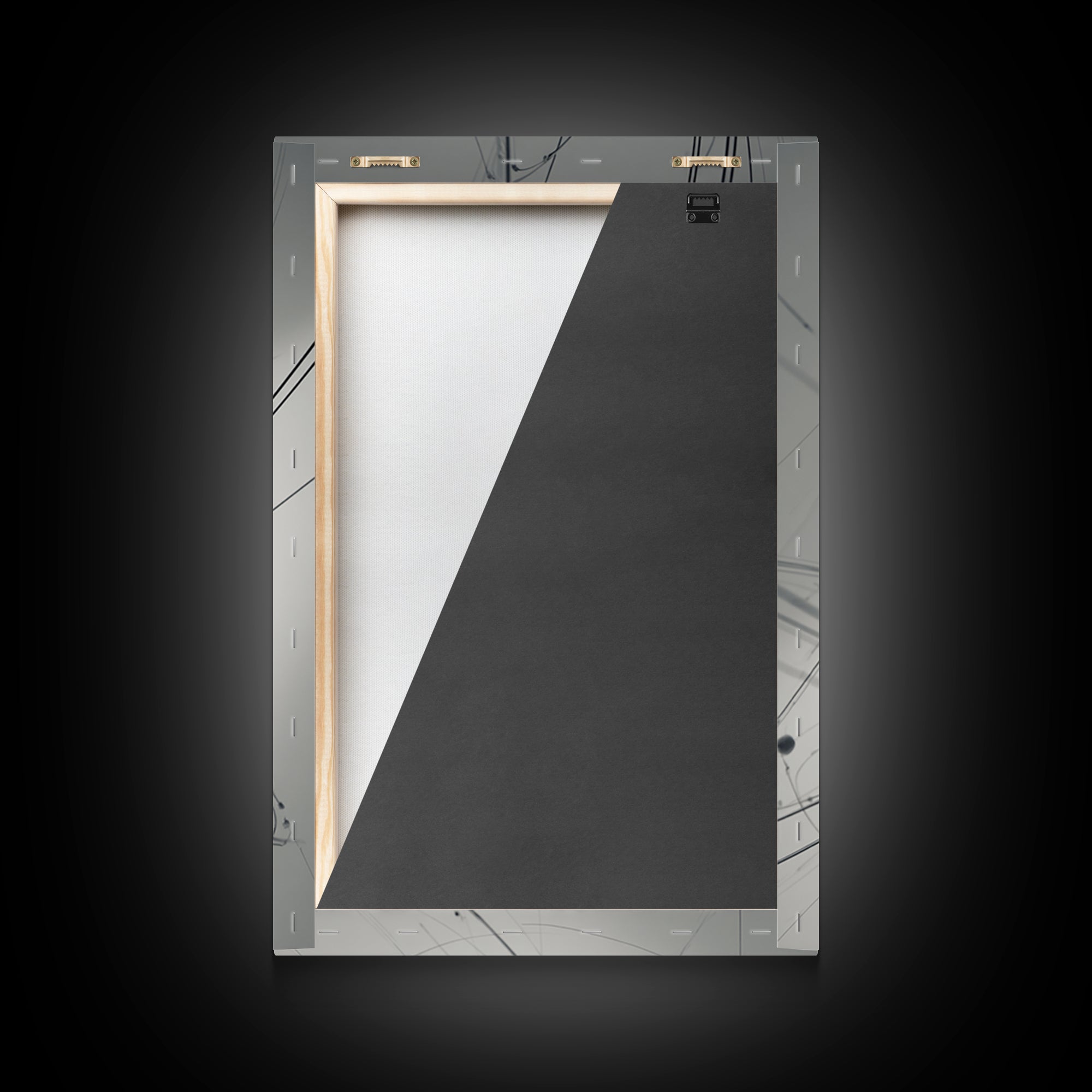 Gray Network Line Framed Canvas Print, Modern Abstract Art, Minimalist Wall Decor, Kinetic Sculpture Inspired Office Art