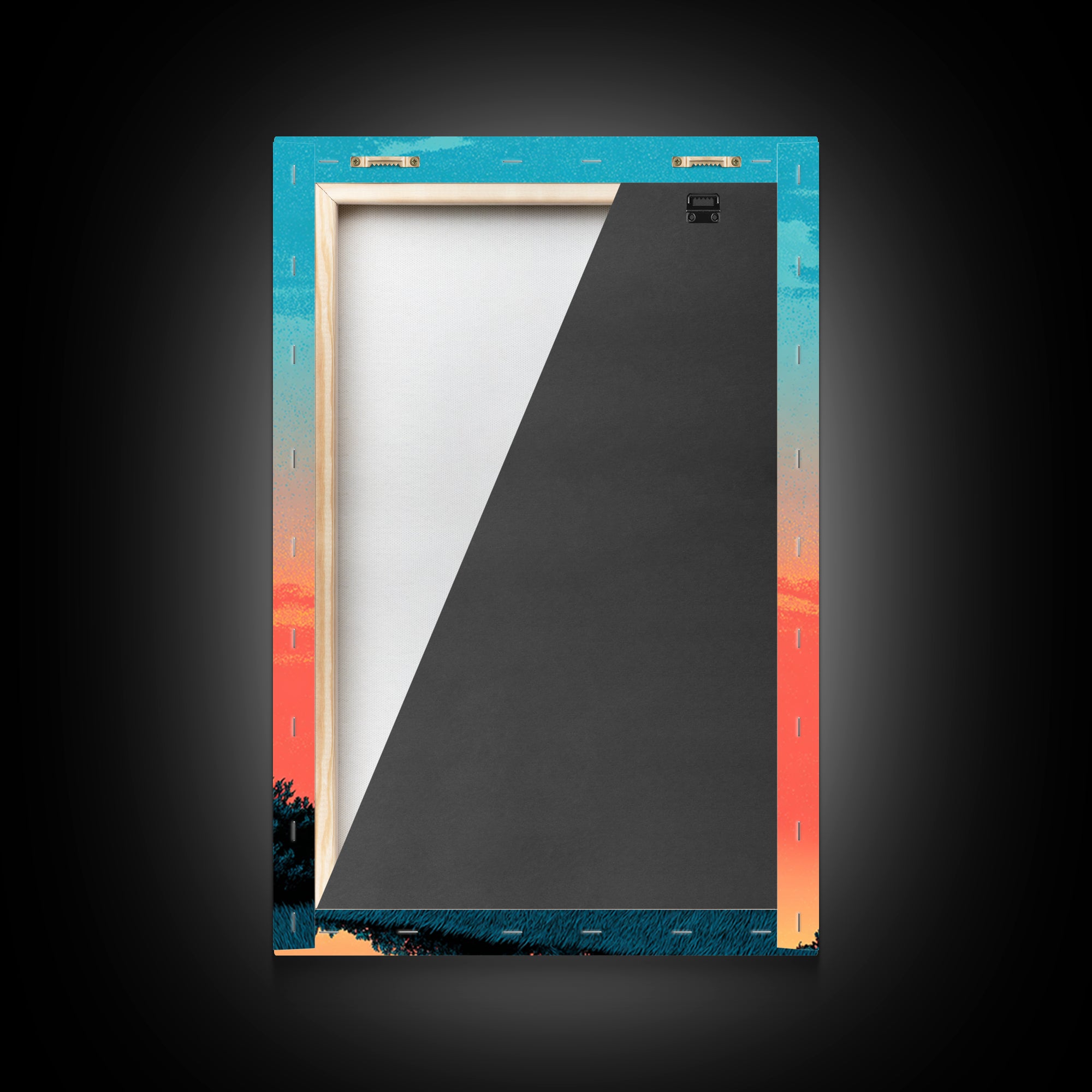 Tall Palm Silhouette In Turquoise Coral Sunset Wall Art, Retro Tropical Poster, Palm Springs Decor, Coastal Home Art Print
