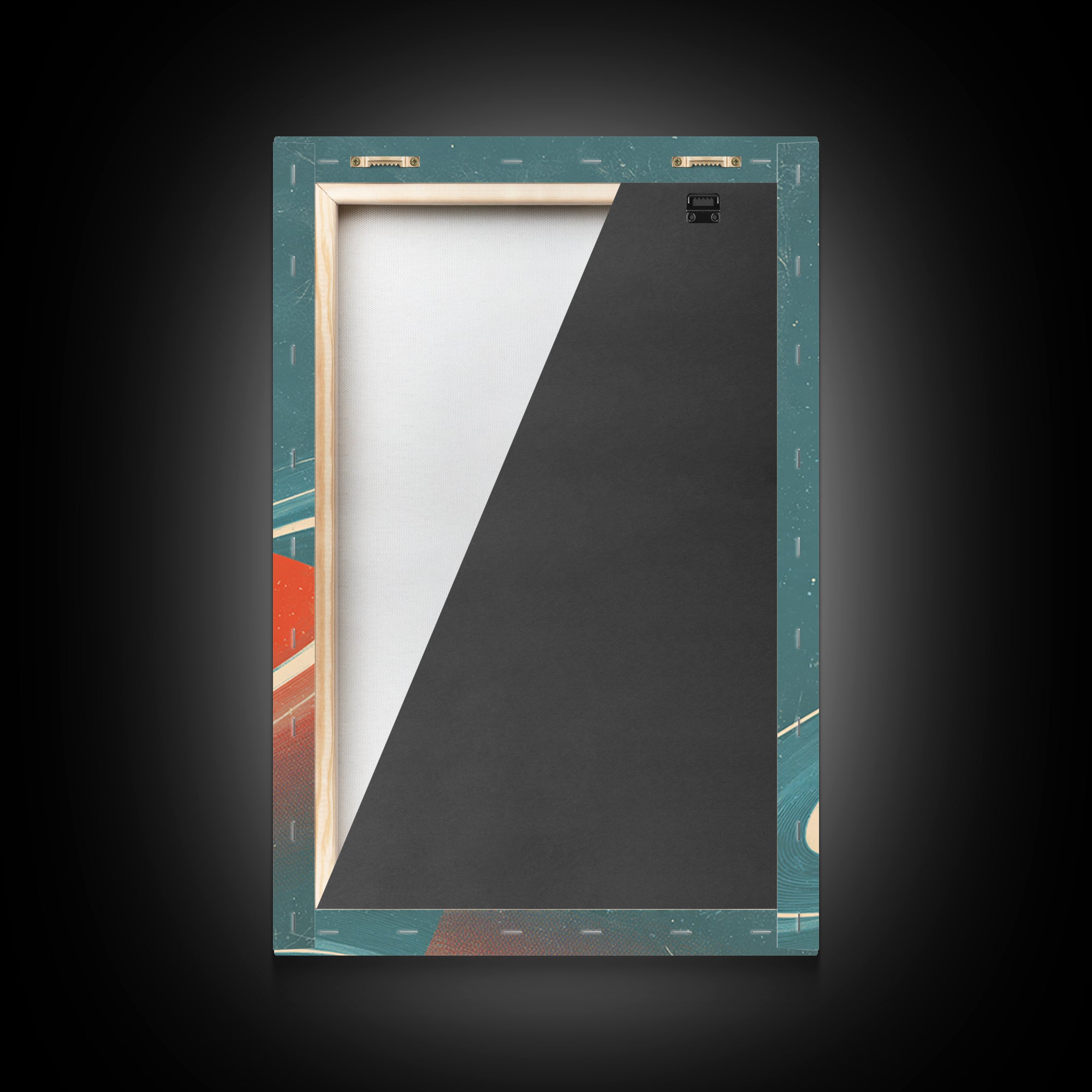 Retro Ringed Planet With Starburst Framed Canvas Print, Mid Century Modern Wall Art, Space Abstract Poster, Sci Fi Decor