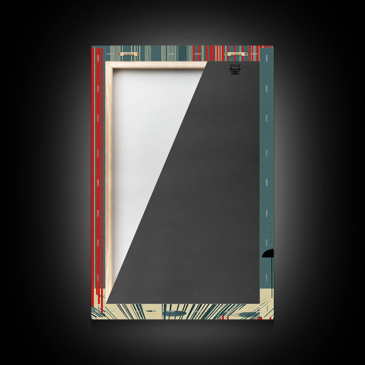 Teal Red Sun And Rain Umbrellas Canvas Print, Midcentury Modern Wall Art, Geometric Japanese Poster, Retro Decor Gift Idea