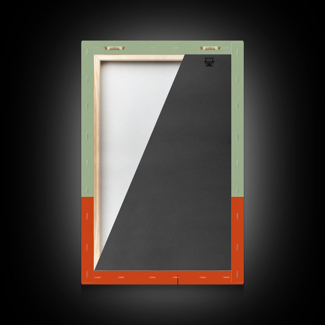 Retro Turntable Sun Shapes Framed Canvas Print, Midcentury Modern Wall Art, Orange Green Music Room Decor Poster For Vinyl Lovers