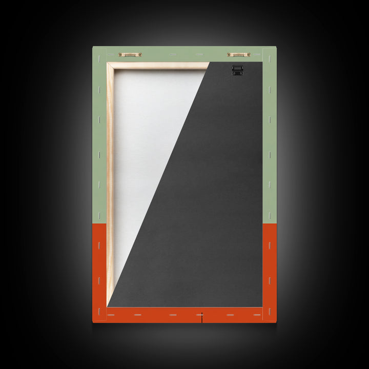 Retro Turntable Sun Shapes Framed Canvas Print, Midcentury Modern Wall Art, Orange Green Music Room Decor Poster For Vinyl Lovers