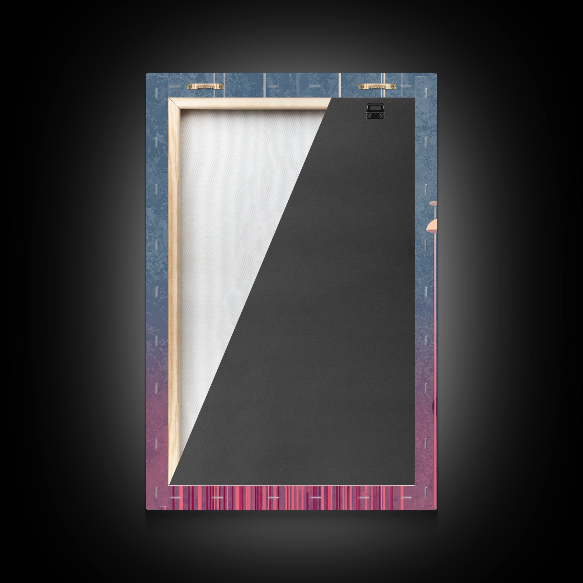 Pastel Pink Umbrella Forest In Mist Framed Canvas Print, Midcentury Modern Wall Art, Retro Mcm Decor, Dreamy Abstract Poster