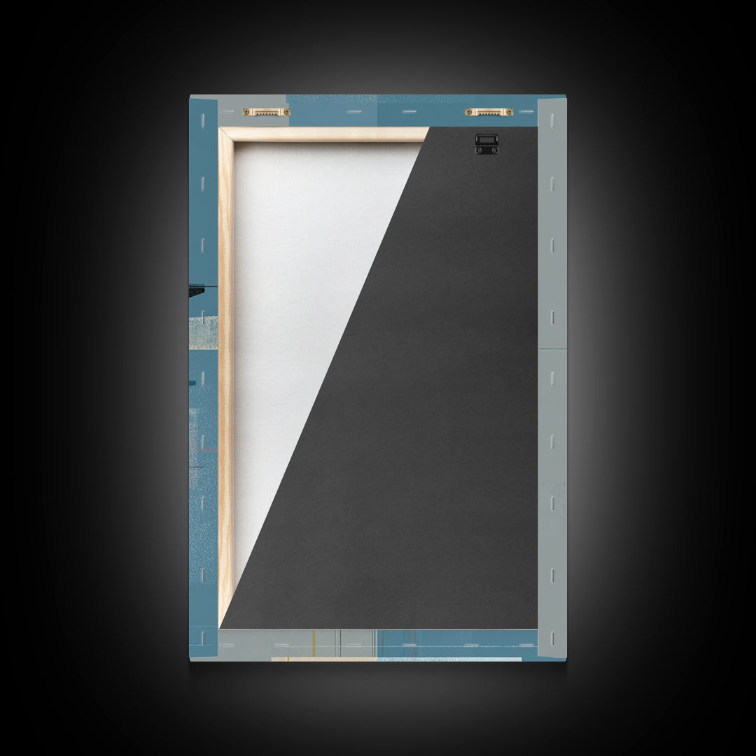 Minimalist Blue Gray Geometric Canvas Print, Modern Wall Art, Midcentury Decor, Abstract Office Art, Neutral Home Decor, Gift