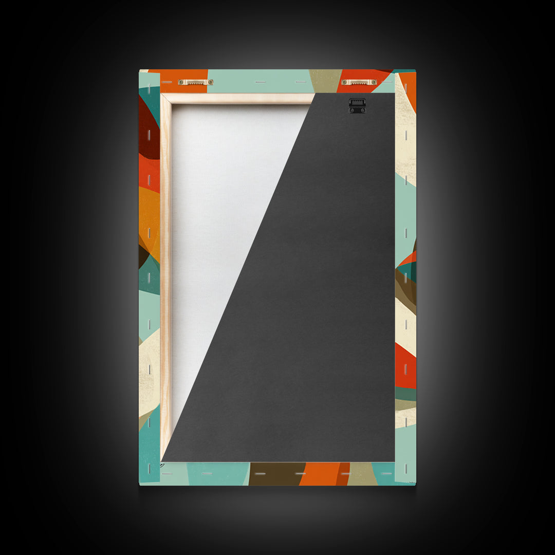 Teal Orange Abstract Curves Canvas Print, Midcentury Modern Wall Art, Geometric MCM Decor, Retro Living Room Artwork, Home Decor