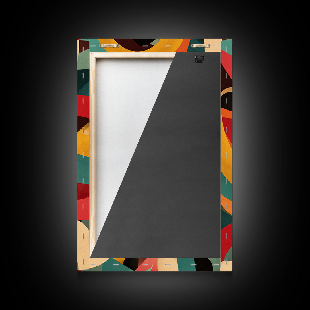 Bold Looping Arches Framed Canvas Print, Midcentury Modern Wall Art, Colorful Geometric MCM Decor, Retro Abstract Poster