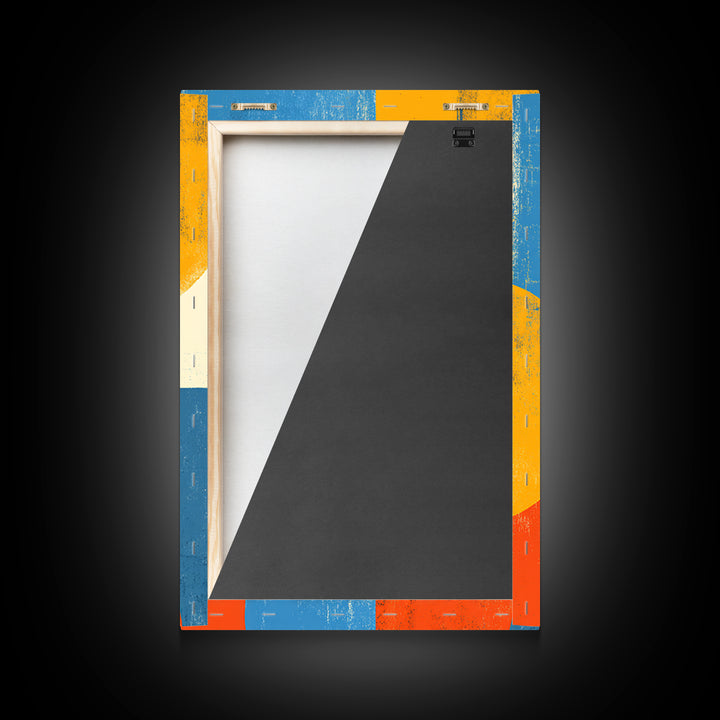 Geometric Midcentury Woman Portrait Canvas Print, Modern Abstract Art, Bauhaus Poster, Orange Blue Decor For Living Room