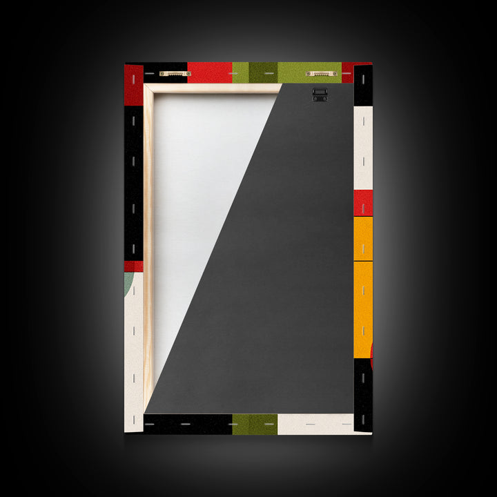 Primary Color Rounded Geometric Wall Art, Midcentury Modern Abstract Print, Bauhaus Decor, Red Yellow Green Statement Poster