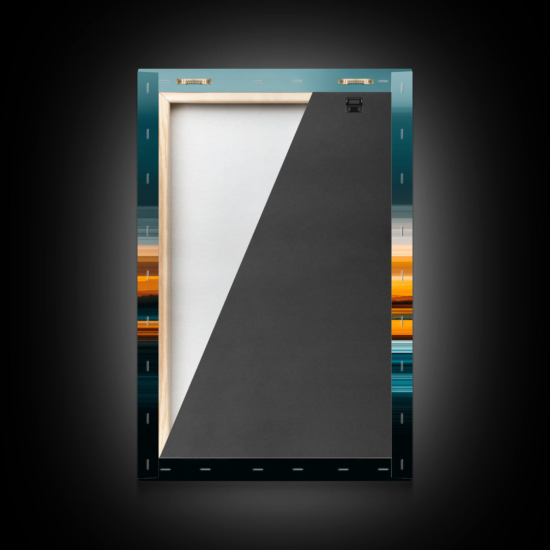Teal Orange Seascape Sunset Wall Art, Moody Abstract Canvas Print, Modern Coastal Landscape Decor, Large Bedroom Art Print