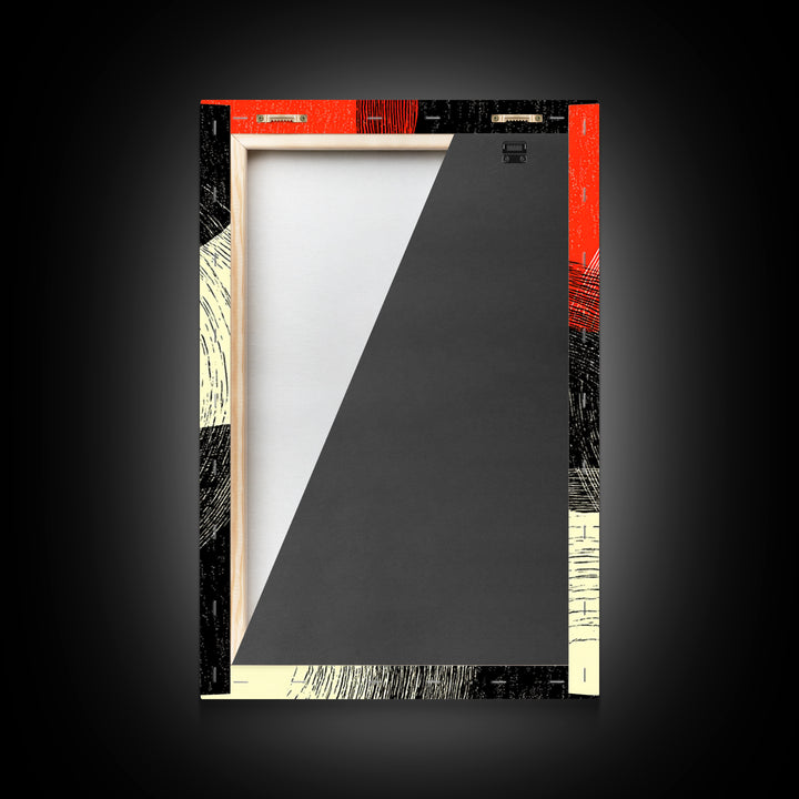 Orange Red Linear Circles Canvas Print, Midcentury Abstract Art, Retro Geometric Wall Decor, Bold Modern MCM Poster, Home Decor
