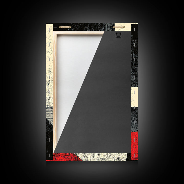 Red Black Half Moon Abstract Wall Art, Midcentury Modern Print, Retro Geometric Poster, Minimalist Bauhaus MCM Home Decor