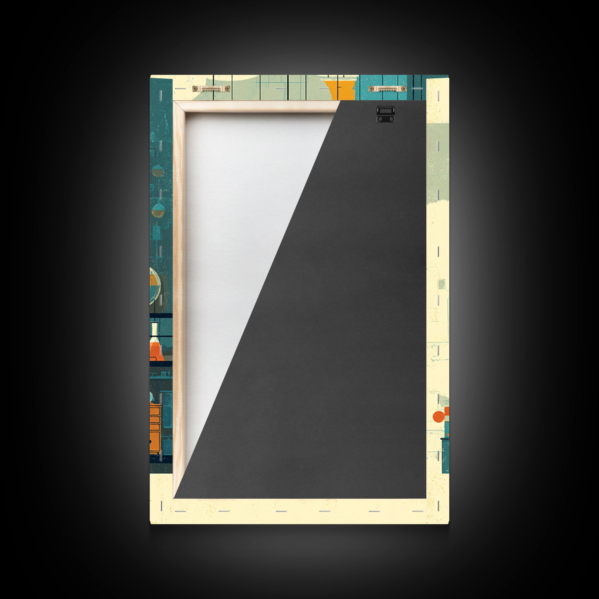 Towering Science Lab Glassware Wall Art, Midcentury Modern Canvas Print, Retro Chemistry Poster, Atomic Office Decor, MCM Art