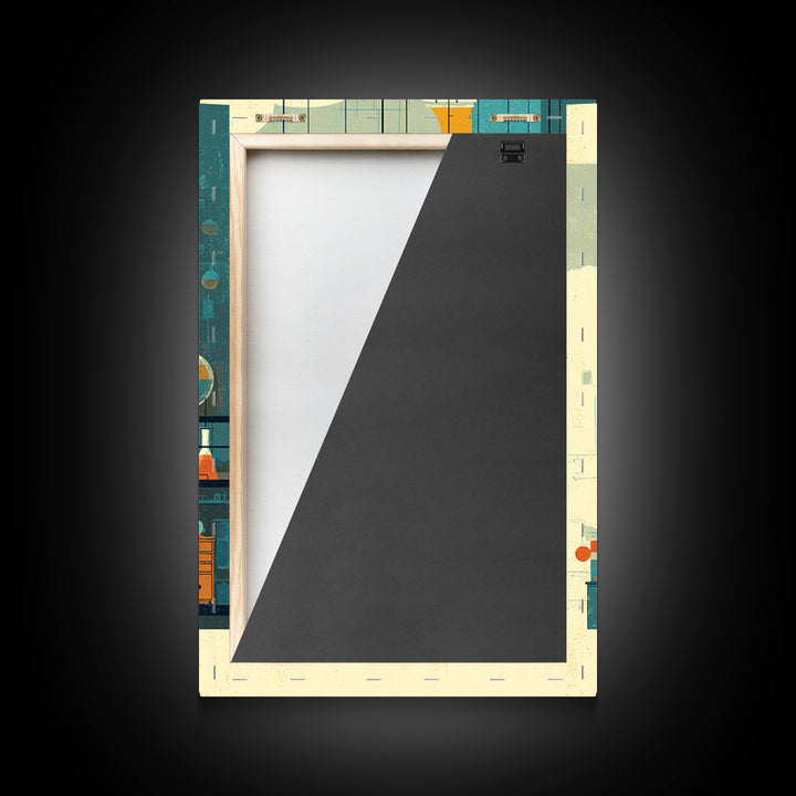 Towering Science Lab Glassware Wall Art, Midcentury Modern Canvas Print, Retro Chemistry Poster, Atomic Office Decor, MCM Art