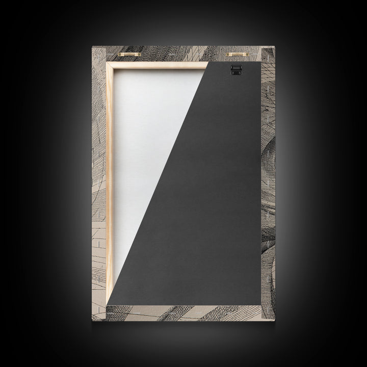 Architectural Tunnel Perspective Canvas Print, Modern Abstract Wall Art, Black Beige Geometric Lines, Office Decor Gift Print