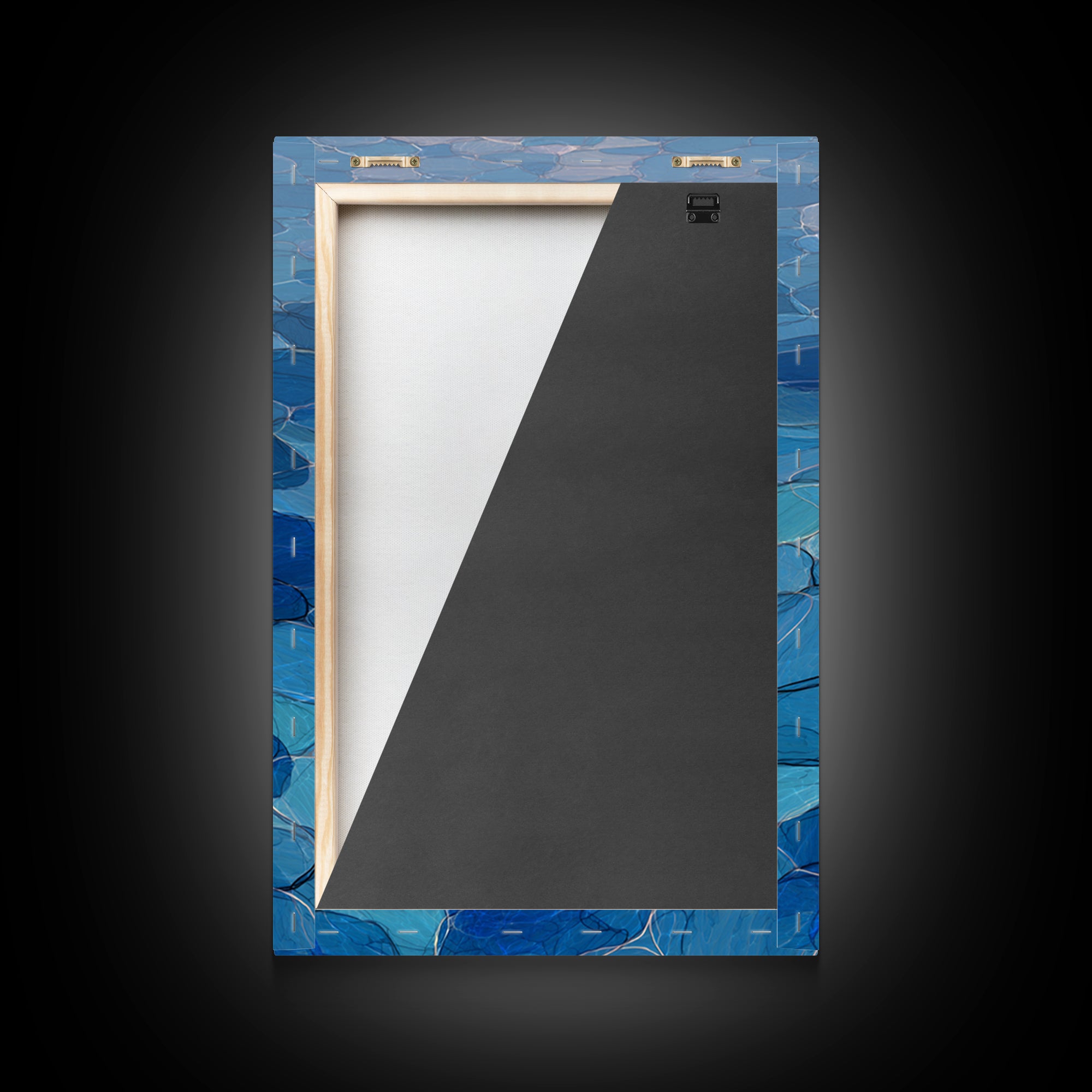 Blue Mosaic Water Path, Framed Canvas Print, Abstract Wall Art, Coastal Modern Decor, Calm Geometric Art For Bedroom And Home