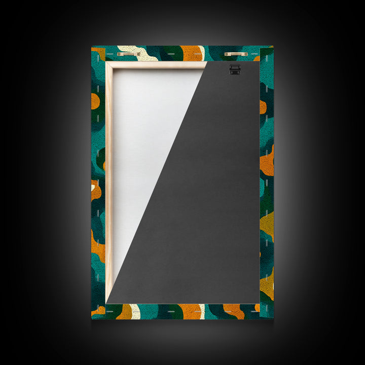 Organic Teal Orange Wave Abstract Wall Art, Mid Century Modern Canvas Print, Retro Groovy Funky Pattern Living Room Decor